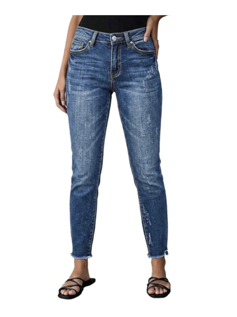 Flamingals Straight Leg Capri Jeans for Women Cropped Jeans Mid Rise Stretch 4XL